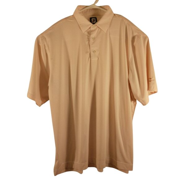 FootJoy FJ golf polo shirt mens 2XL XXL peach stripe performance short sleeve - Picture 1 of 10